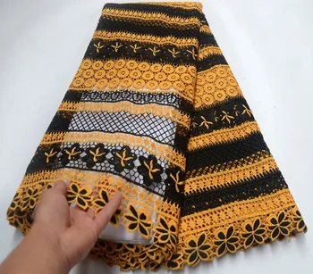 

Embroidery Design African Guipure Lace Fabric 2019 High Quality Nigerian French Cord Lace fabric With Stones For Party
