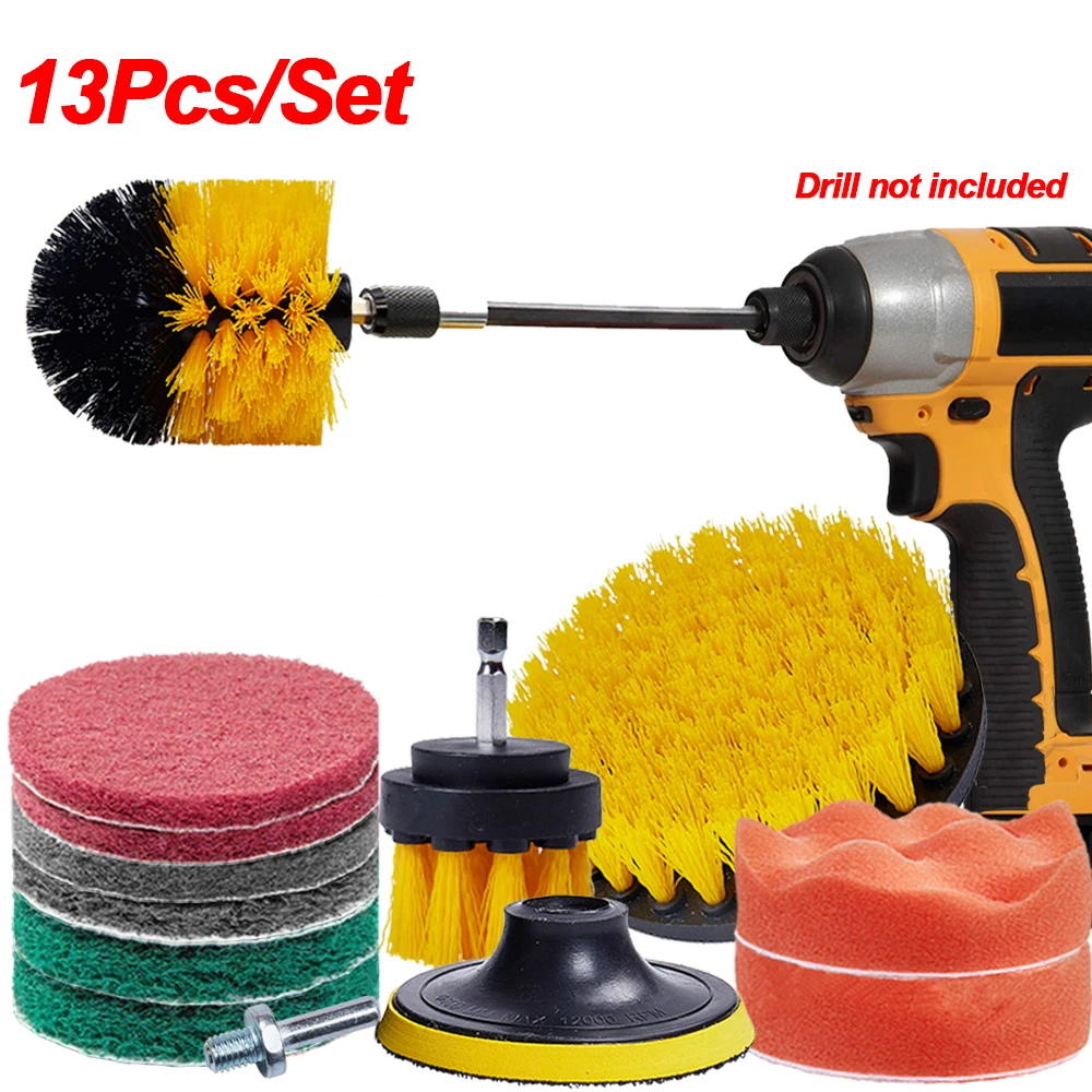Drill Brush Set Detailing Brush For Car Tire Wheel Rim Cleaning Brushes For Screwdriver Foam Polishing Pad Car Cleaning Tools