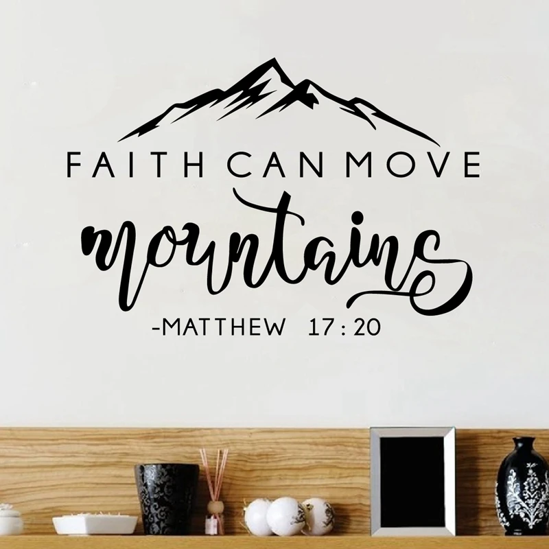 Faith Can Move Mountains Bible Verse Vinyl Wall Sticker Christian Wall