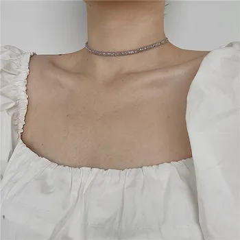 

2020 Korea Fashion Simple Crystal neck choker chains collar necklace for women Girls Party jewelry decoration bijoux femme