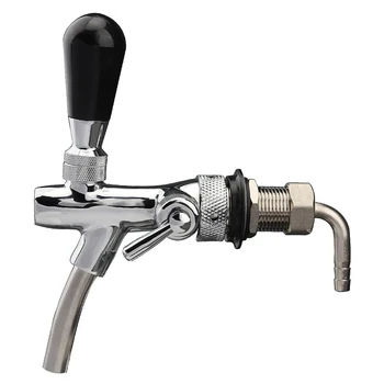 

2 In 1 Beer Tap, With Flow Control, Black Handle Lever and Liquid Ball Lock Post (2 inch Adjustable Tap)