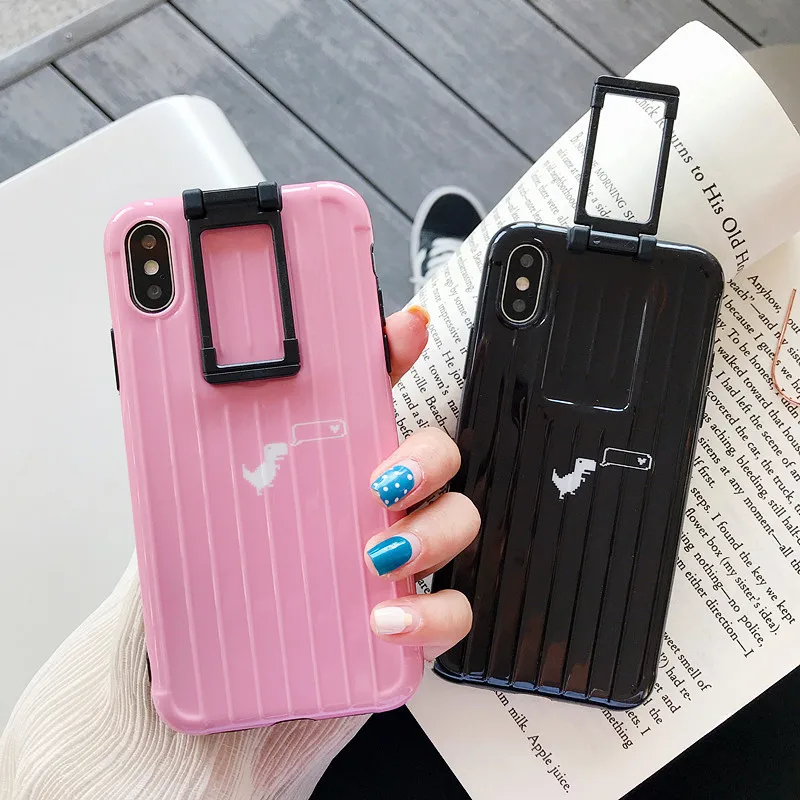 Милая Ручка Чемодана для багажа с динозавром, пара чехол для iPhone 6 6s 7 8 Plus X XS XR XSMax, мягкий чехол
