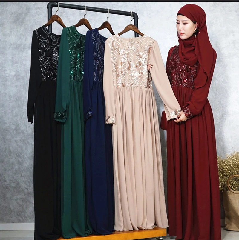 Турецкое мусульманское платье с вышивкой Abaya женское ТРАПЕЦИЕВИДНОЕ ПЛАТЬЕ С