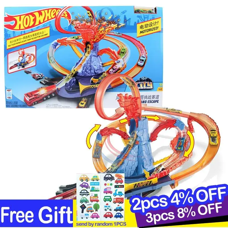Hot Wheels Новый городской электрический автомобиль трек тема выхода вулкана Raceway
