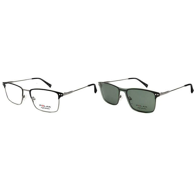 Gafa de vista POLAR 413 48 NEGRO/GUNMETAL CON CLIP VERDE POLARIZADO