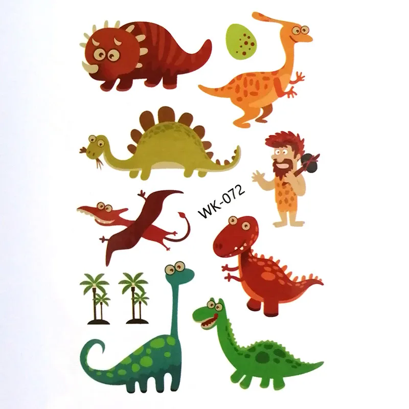 Стикер типа динозавра Временные татуировки Поддельные лицо рука нога тело