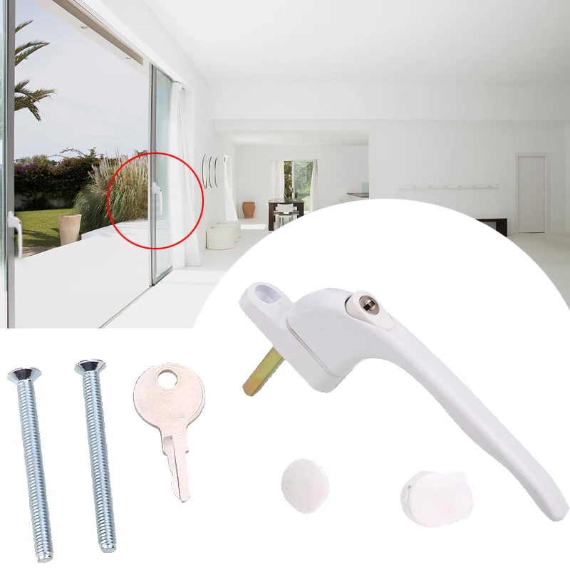 Inline Espag UPVC Window Lever Lock Handle Pull Locking White Home Safety