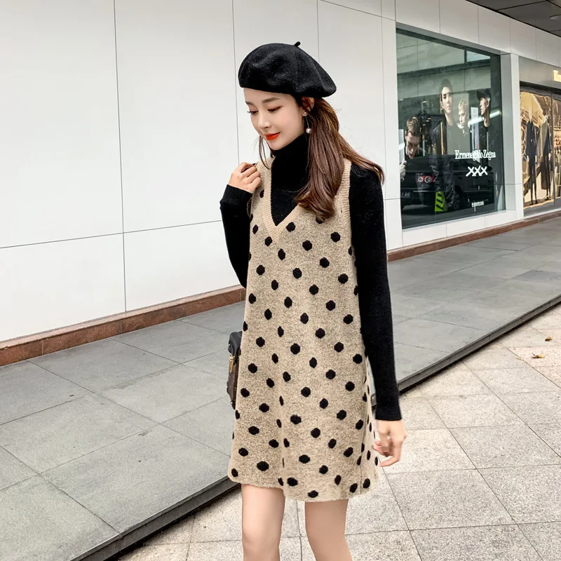 

-Delivery 2020 Spring New Style Fashion Korean-style Set Loose-Fit Slimming Knitted Sweater Dress Two-Piece Women's