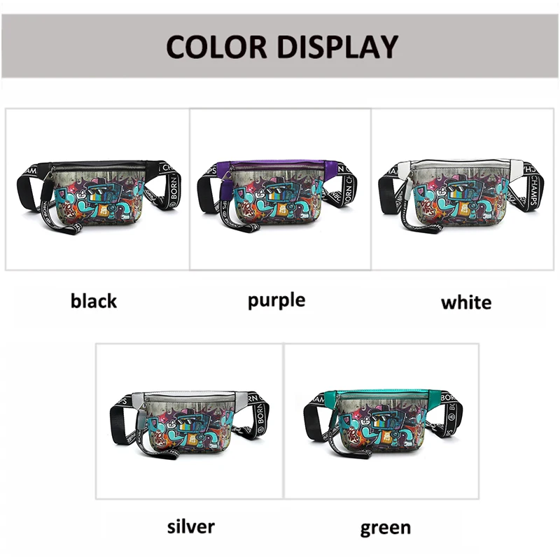 Fanny Pack Women Waist Bag Leather Crossbody Belt Shoulder Bags Waist Packs Girls Waterproof Street Sport Cartoon Chest Bag N88