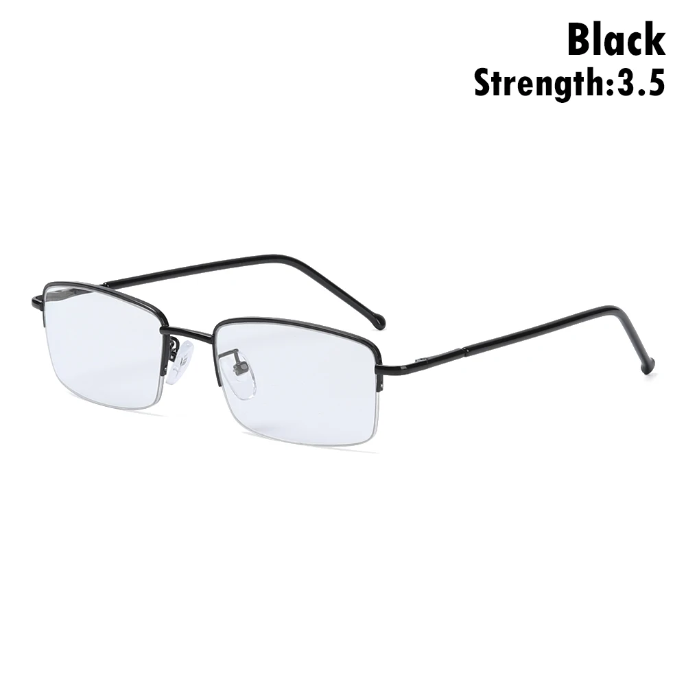 black Strength 3.50 Высокое качество, титановая оправа, металлические прогрессивные Мультифокальные очки для чтения, бифокальные анти-синий светильник, очки для пресбиопии для женщин и мужчин - Цвет оправы: black Strength 3.50