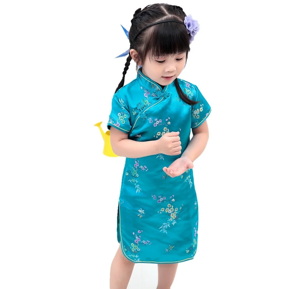 Floral Baby Qipao Girl summer Dresses Kid Chinese Style chi-pao cheongsam New Year gift Children's Clothes