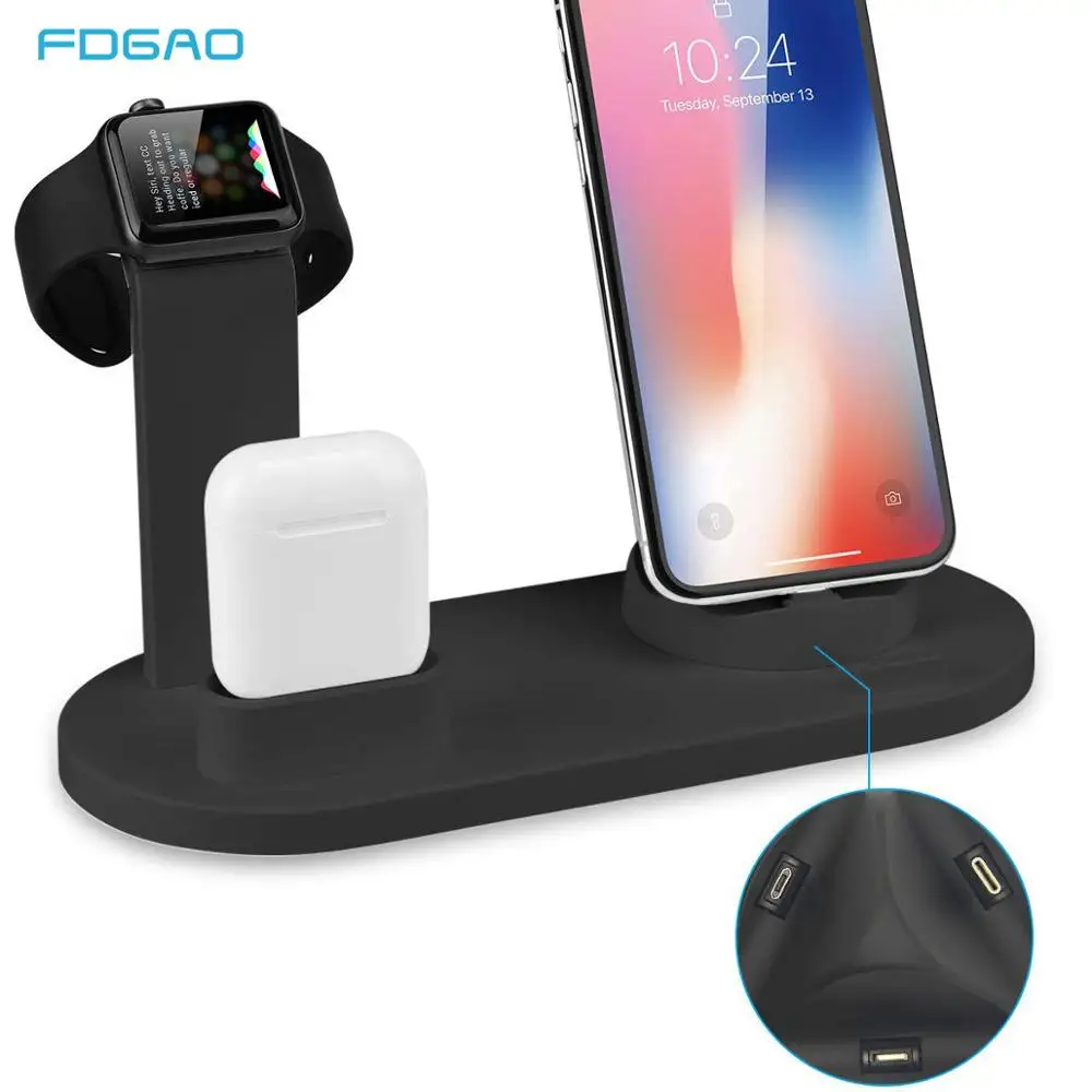 

FDGAO 4 in 1 Wireless Charging Stand For Apple Watch 5 4 3 2 1 iPhone 11 X XS XR 8 Airpods Pro 10W Qi Fast Charger Dock Station