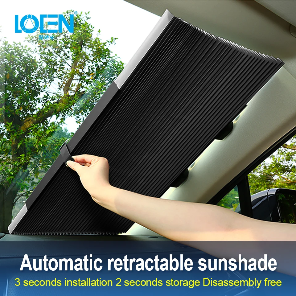 Car Retractable Curtain UV Protection Front Windshield Visor Sun Shade 65x150cm