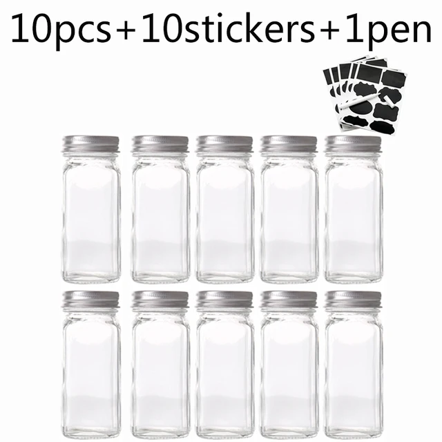 120g Seasoning Bottle Square Glass Complementary Food Bottled Barbecue Jar Various Lids Salt | Дом и сад