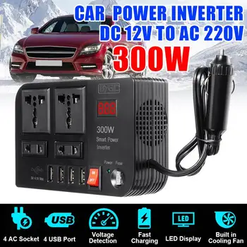 

KROAK 4 USB Inverter 300W DC12V to AC220V Voltage Transformer LED Modified Sine Wave Power Inverter DC12V to AC220V Converter