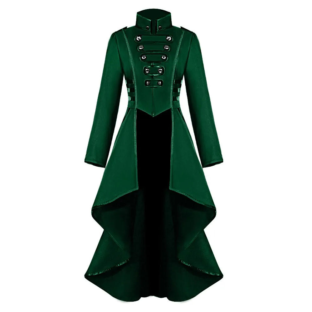 Best  Rosetic Medieval Coat Tuxedo Women's Lapel Irregular Hem Retro Long Coat Female Vintage Gown Party 