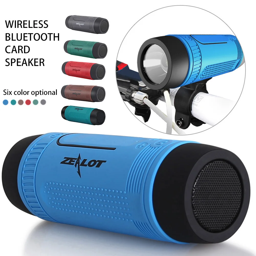 ZEALOT S1 Bluetooth динамик радио водонепроницаемый открытый велосипедный динамик Портативный беспроводной бумбокс+ фонарик+ крепление для велосипеда динамик