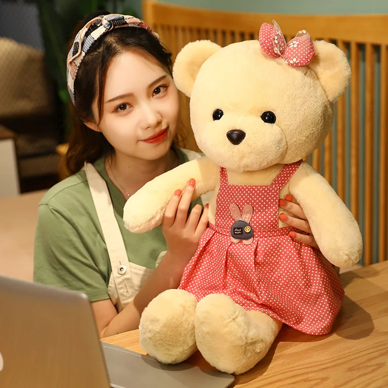 30/50/70cm New Fluffy Bear Plush Toy Soft Stuffed Cartoon Animal Bear With Sweater Doll Baby Appease Lover Girlfriends Birthday