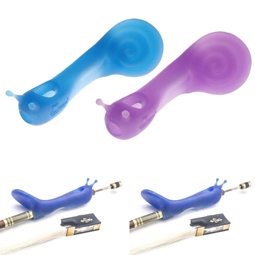 

2 Pieces Rubber Violins Violas Bow Buddy Holder Correct Kids Finger Position Soft, Purple+Blue