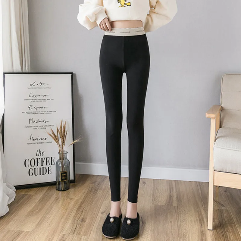 2021 Women Double-sided Thin Velvet Leggings Autumn Winter Slim Elastic Pencil Pants Leggings Sport Pants Female