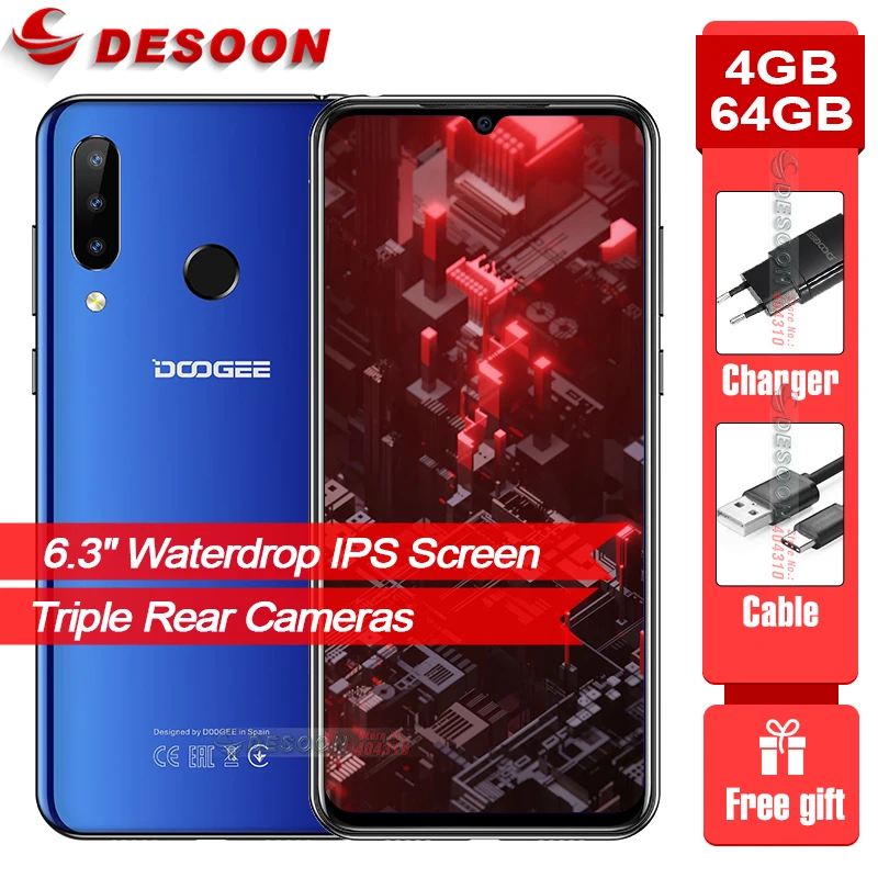 Doogee N20 6.3 Inch Waterdrop Screen Smartphone 4GB RAM+ 64GB ROM Octa core 4350mAh 16MP Triple Rear Cameras 4G lTE Cellphone|Cellphones| - AliExpress