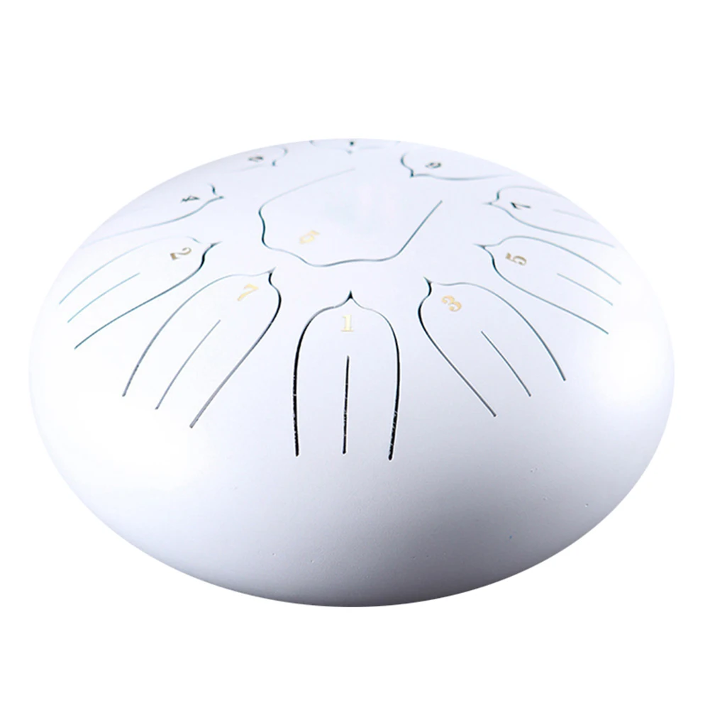 Белый Newly 6in 8-Tone Steel Tongue Drum C Key Percussion Instrument Handpan Drum with Mallets - Цвет: Белый
