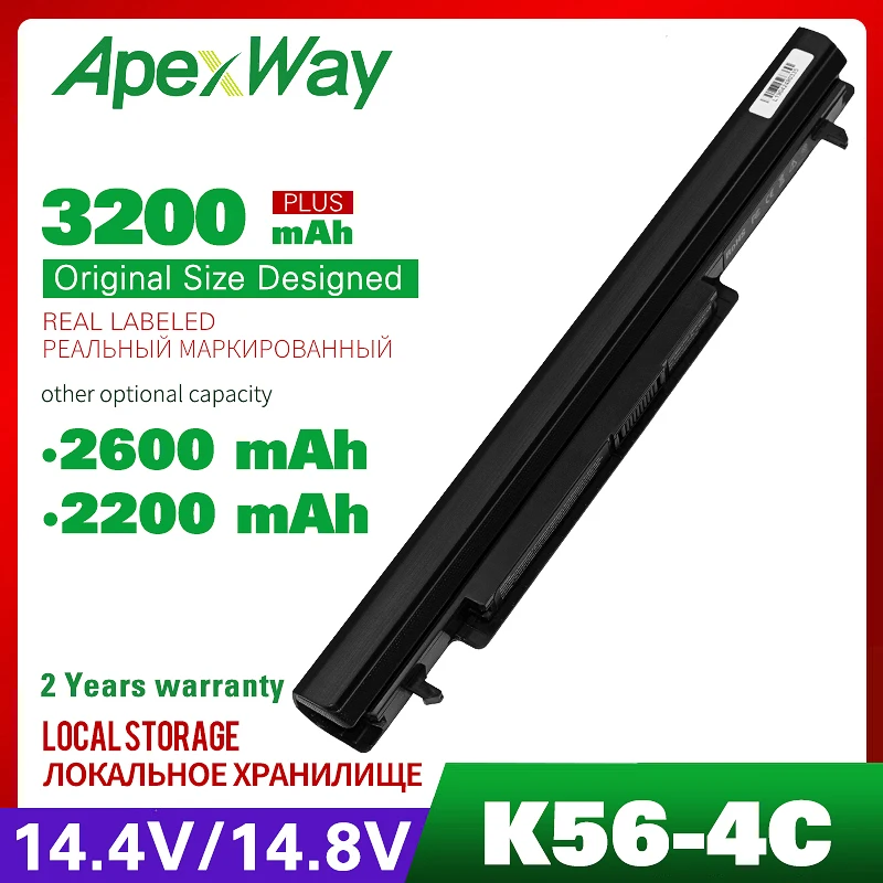 14 8 V Аккумулятор для ноутбука Asus K56C K56CA K56CB K56CM K56V R405C R405V R505C R550C S405C S40C S46C S56C Series A32 K56