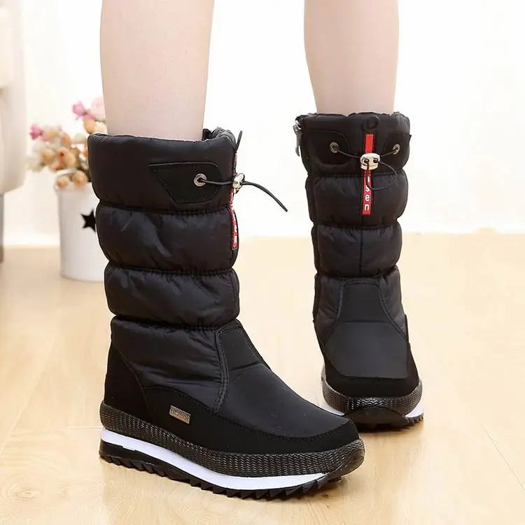 Женские зимние ботинки; однотонная обувь на платформе; женские зимние ботинки; водонепроницаемые Нескользящие ботинки из толстого плюша; женская зимняя обувь; botas mujer