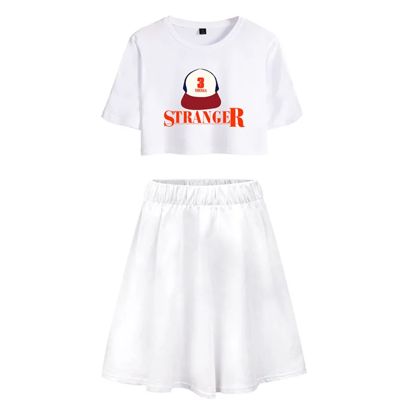 Cosrea TV Stranger Things Dustin Cosplay costume women Suit skirt Summer girl T-Shirt blouse long skirt Eleven Cosplay dress