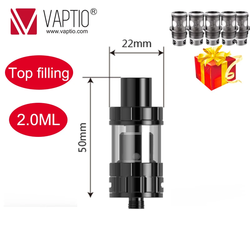 

Electronic Cigarette Original Vaptio P1 TF Tank 2.0ml Vape Atomizer For 510 Connector Box Mod fit P1/P2/P3 gear Kit vape