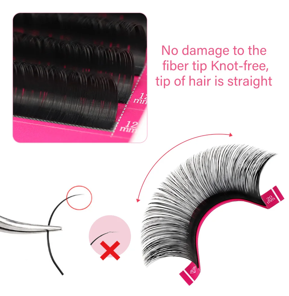 12Lines All Size Faux Mink Eyelash Extension Synthetic Silk Eyelash Russian Volume Eyelashes Extension Supplies for Professional