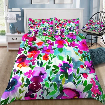 

Evie Floral 3D Bedding Set Printed Duvet Cover Set Queen King Twin Size