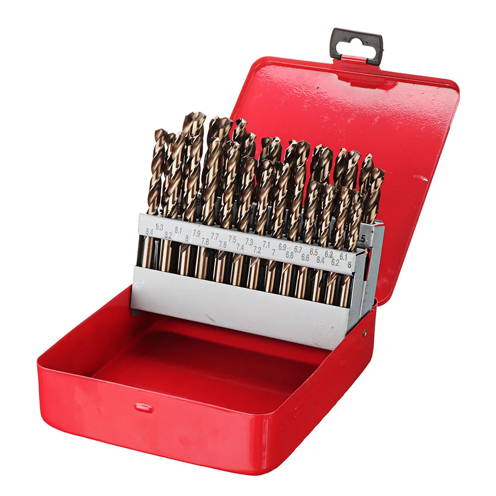41/51 Pcs HSS-Co M35 Cobalt Straight Shank Twist Drill Bit Set with Metal Case Power Tools Accessories for Stainless Steel Wood