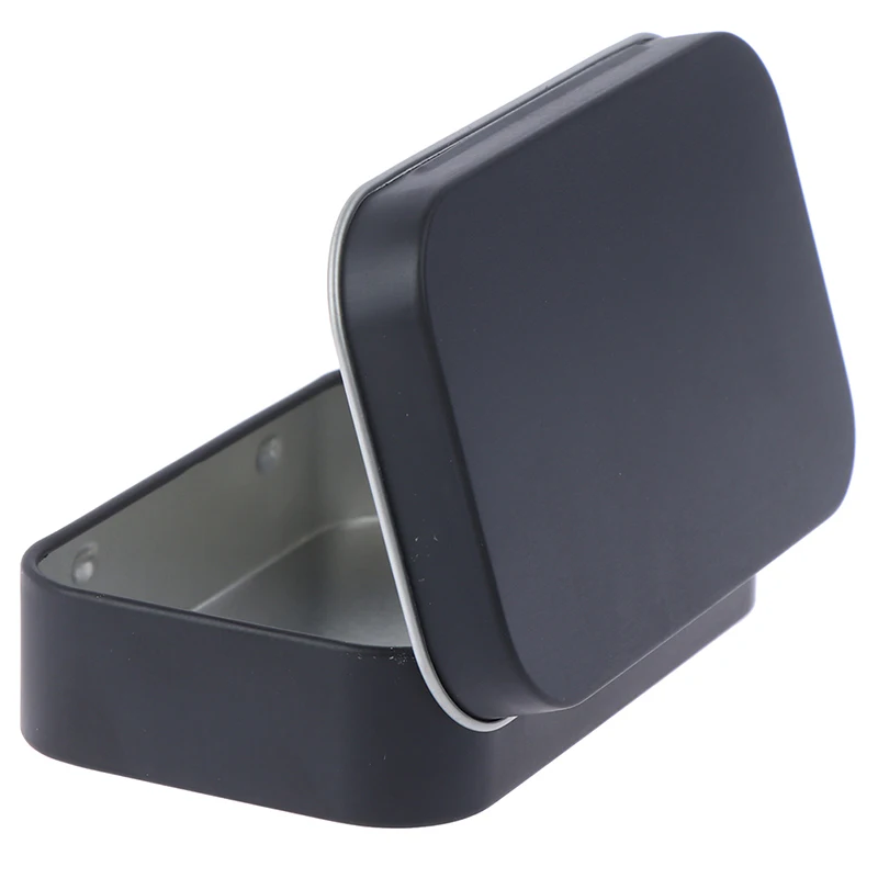 1 pc Survival Kit Tin Small Empty Metal Tin Silver Black Flip Storage Box Case Organizer For Money Coin Candy Key