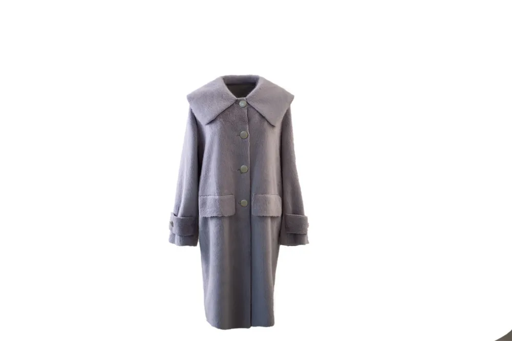 Зимнее теплое пальто с воротником «Питер Пэн», Двустороннее пальто из искусственного меха, Новая повседневная длинная куртка с длинным рукавом, свободная женская меховая куртка