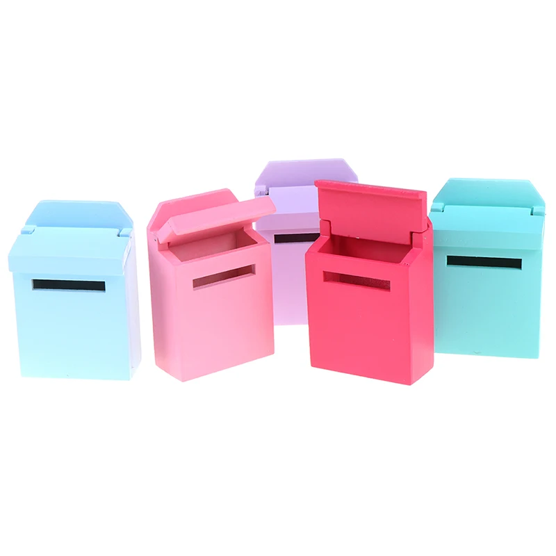1 шт. 1/12 масштаб деревянный почтовый ящик с наклейкой кукольный домик Миниатюрный для сказочных садовых дверей Декор Детская мебель игрушки 6 цветов - Цвет: random color