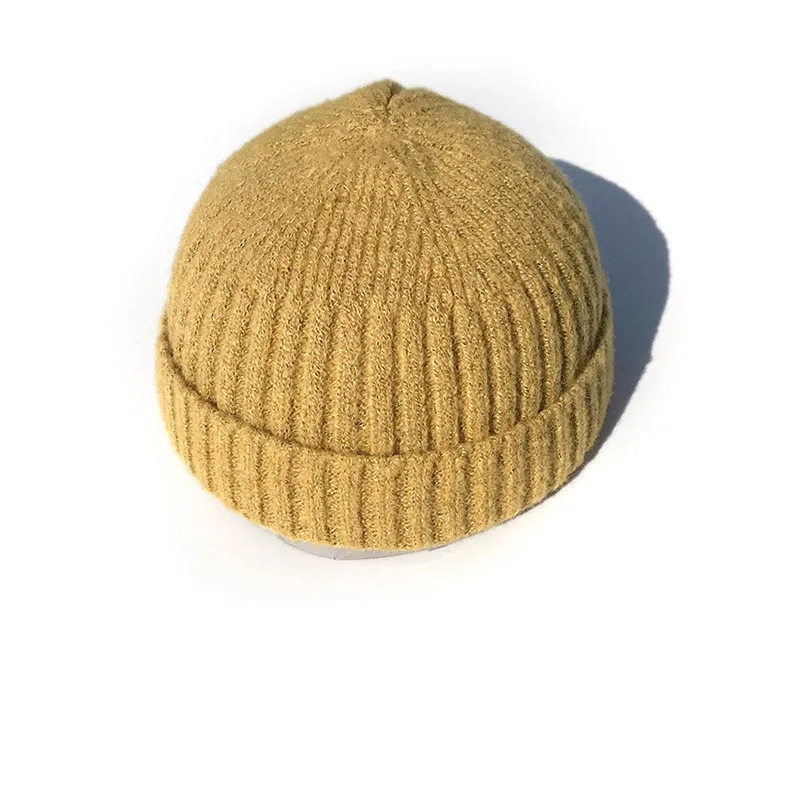 Зимняя вязаная шапка Docker Beanie шапки для мужчин и женщин безрукавка с манжетами короткая Кепка дыни хип хоп теплая шапочка Матросская Байкерская шляпа