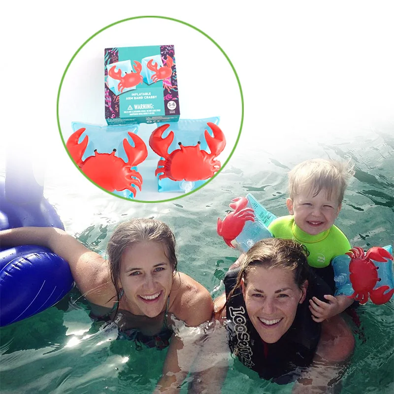 Cute Kids Children Baby Crab Safty Arm Band Inflatable Swimming Ring Toys