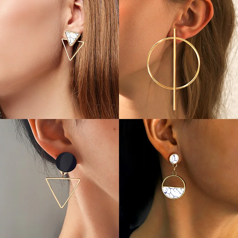 Drop-Earrings Fashion Jewelry Geometric Statement Korean Vintage Women for Brincos Round
