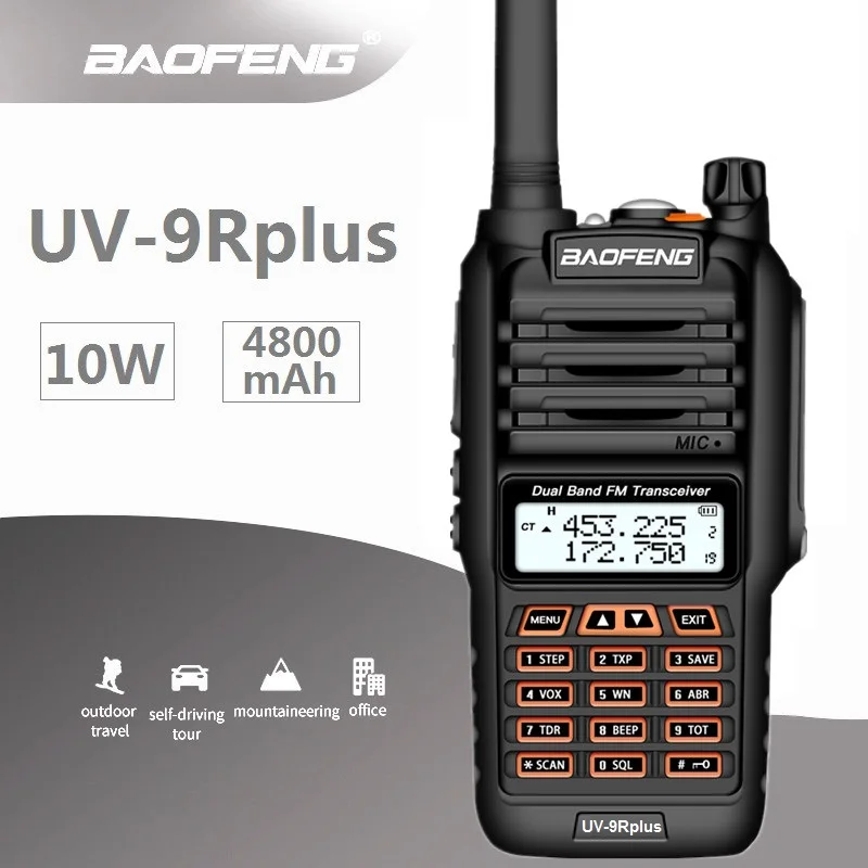 BAOFENG UV-9R плюс 10 Вт портативная рация 10 км водостойкий UHF VHF Любительское радио, Си-Би радиосвязь станция КВ трансивер uv-9r Professional сканер