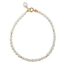 Lily Jewelry AA+ белый рис форма жемчужный браслет 2-3 мм 925 пробы серебряный золотой цвет браслет