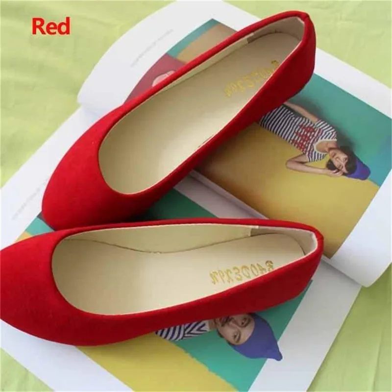 2021 Fashion Women Shoes Woman Flats High Quality Slip-On Shoes Pointed Toe Rubber Women Flat Shoes Ballet Plus Size