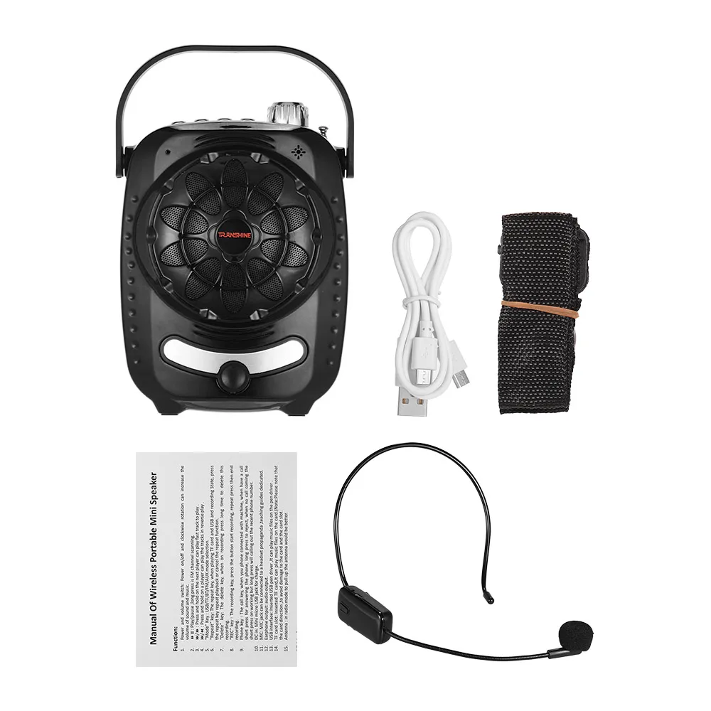TRanshine LY-021S Многофункциональный портативный мини аудио усилитель голоса с UHF беспроводной микрофон Поддержка FM/MIC/BT