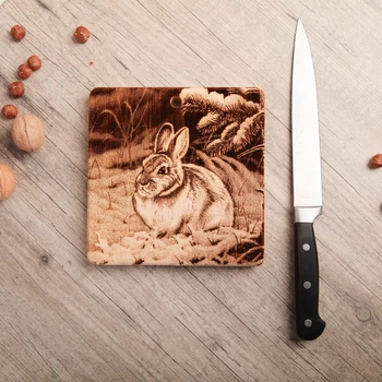 

Solid cedar board "Hare", square, 18 × 18 cm