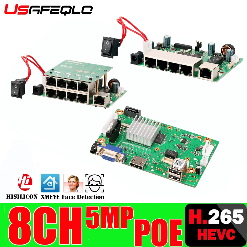 XMeye-grabador de vídeo de red Onvif, 4 canales, 8 canales, NVR POE de 5MP, reconocimiento facial, H.265 + Onvif, 1 HDD, 24/7, cámara de grabación IP, sistema Onvif P2P