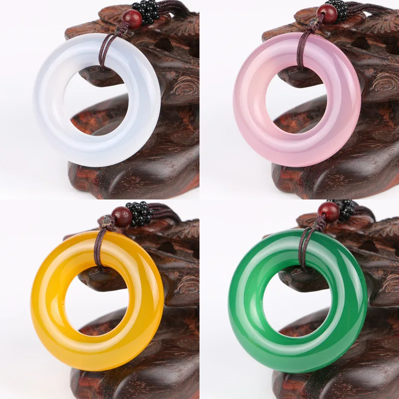 

Natural Agate Safe buckle pendant doughnut Necklace Charm Jewellery Fashion Accessories Hand-Carved Man Woman Luck Amulet Gifts