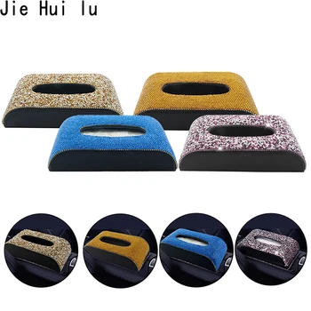 

Car Tissue Box Crystal Auto Luxury Tissue Holder Block-type Tissue Box Car Styling Bling Cover