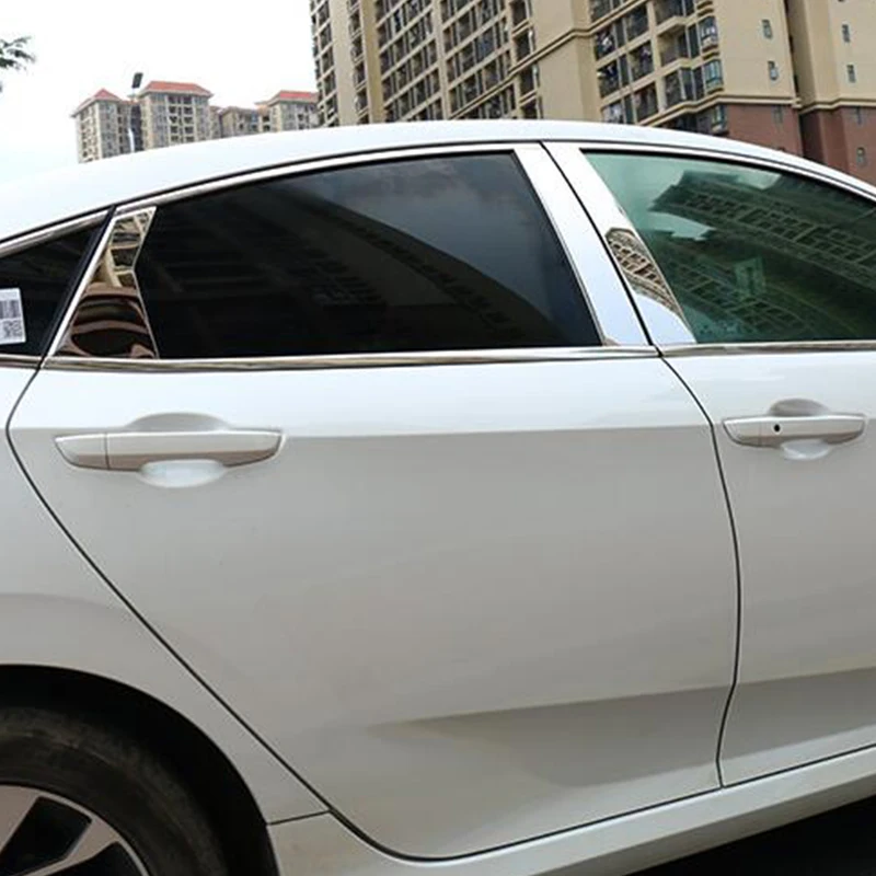 For-Honda-Civic-10th-2016-2017-2018-Stainless-steel-Window-Pillar-Molding-Garnish-Accent-Cover-Trim (2)
