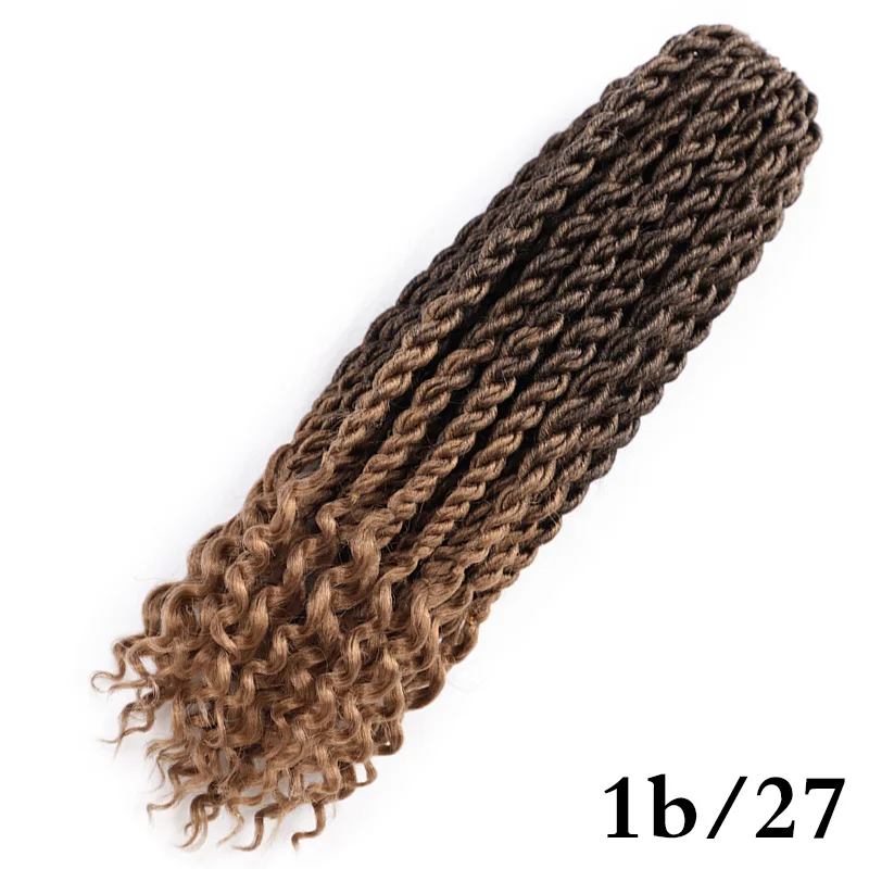 1B/27HL Элегантные Музы богемные вязанные косички Faux locs Curly вязанные волосы 18 дюймов 24 пряди Омбре косички для наращивания синтетические волосы - Цвет: 1B/27HL