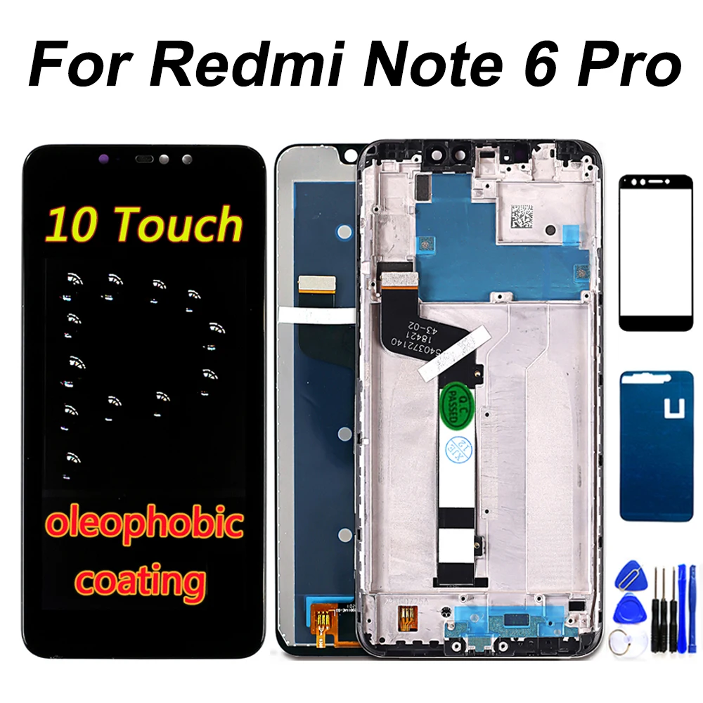 ЖК-дисплей для Xiaomi Redmi Note 6 Pro кодирующий преобразователь сенсорного экрана в сборе 6,26 дюйма для Xiaomi Redmi Note6 запасная часть ЖК-дисплея